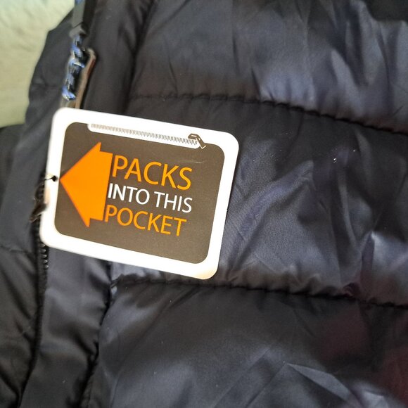 NWT Hawke & Co Men’s Featherless Fill Puffer lightweight hooded packable blue XL - Picture 11 of 11